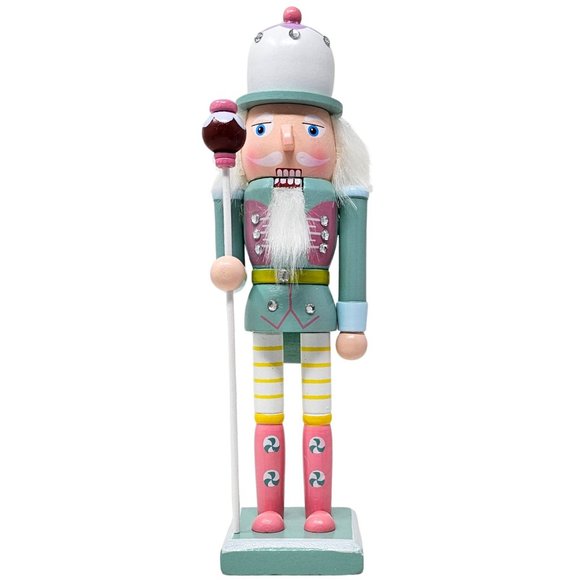 Pastel Candy Nutcracker, Mint Pastel Soldier Nutcracker 10", Candy Themed Decor - Picture 4 of 4